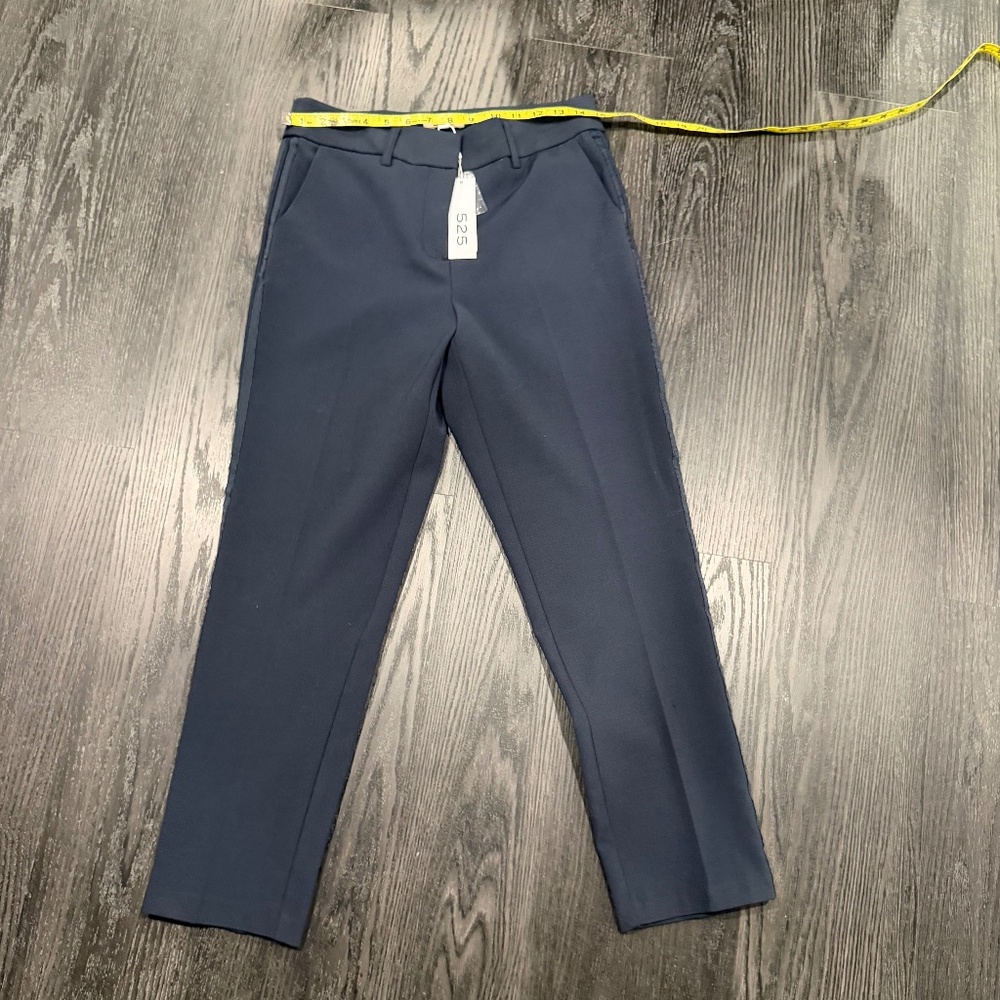 NWT Navy Flat Front Satin Side Stripe Trousers